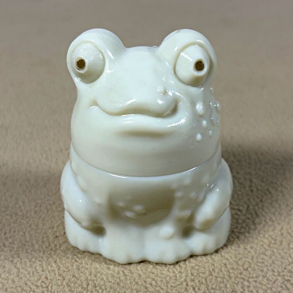 Vintage 1970s Avon White Milk Glass "Enchanted Frog" Decorative Figurine